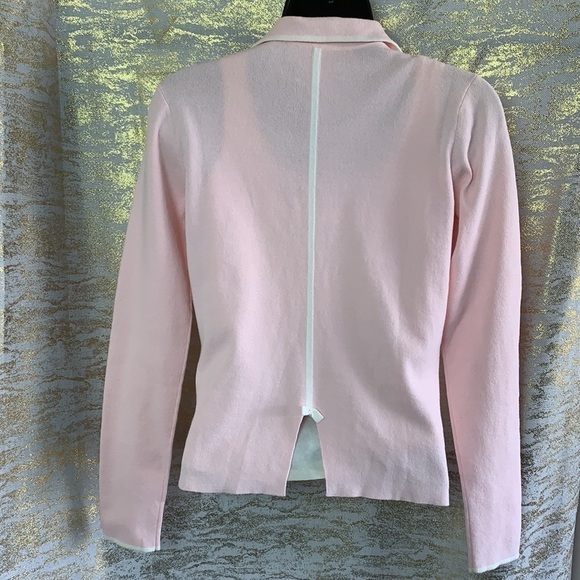 Neiman Marcus baby pink/white sweater/cardigan with white top size S - Picture 6 of 10